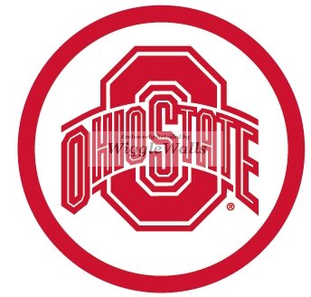 4 INCH Round O Logo Symbol Red White OSU Ohio State University Buckeyes Removable Wall Decal Sticker Art NCAA Home Decor 4 inch