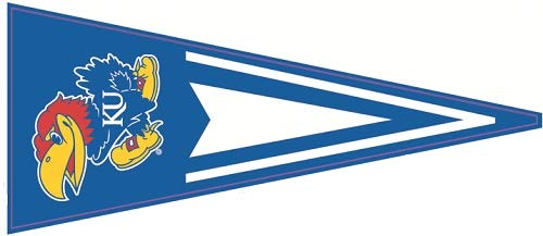 9 Inch KU Pennant Flag Decal University of Kansas Jayhawks Logo KS Removable Wall Sticker Art NCAA Home Room Decor 9 by 3 1/2 Inches