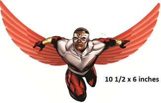 Superhero with red wings and cape on a white background