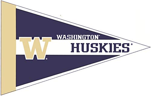 11 Inch Pennant Flag UW W University of Washington Huskies Logo Removable Wall Decal Sticker Art NCAA Home Room Decor 11 by 7 Inches