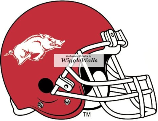 6 Inch Football Helmet University of Arkansas UARK Hogs AR Hog Logo Removable Wall Decal Sticker Art NCAA Home Room Decor 6.5 by 5 Inches