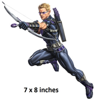 Character in a superhero costume with a bow, labeled '7 x 8 inches'.
