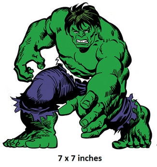 Illustration of a green superhero character with text indicating size