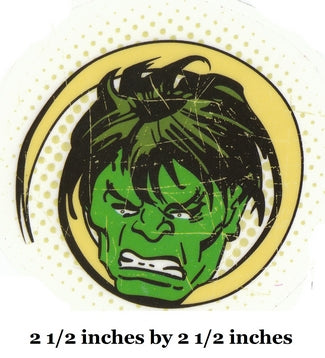 Illustration of a green superhero character with black hair inside a yellow circle on a white background.
