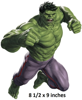 Illustration of a green superhero character in a dynamic pose with text indicating size.