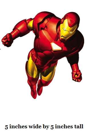 Superhero in red and yellow suit on a white background with text indicating size.