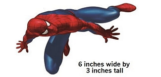 Spider-Man figure with dimensions labeled on a white background