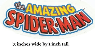 Logo of 'The Amazing Spider-Man' with text indicating size.