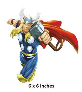 Illustration of a superhero character holding a hammer on a white background