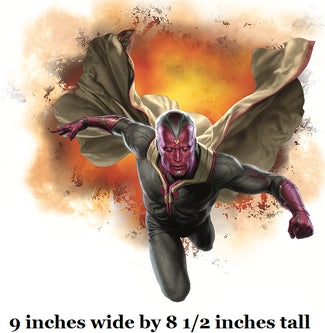 Superhero character in action pose with a fiery background