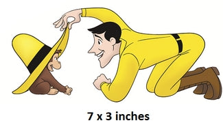 Man and the Yellow Hat Monkey Wall Decal Peel & Stick Curious George Art Decor Cling PBS Kids Wallpaper Sticker Room Decoration 7 x 3 inch