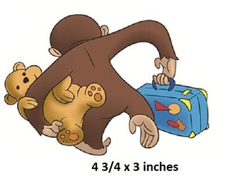 Traveling Monkey Wall Decal Peel & Stick Curious George Art Decor Cling PBS Kids Wallpaper Sticker Room Decoration 4.75 x 3 inch